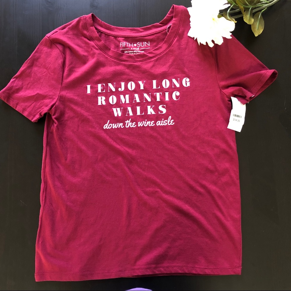 🌟 3/$25 Fifth Sun Cute “Wine” Graphic Tee - Picture 1 of 2